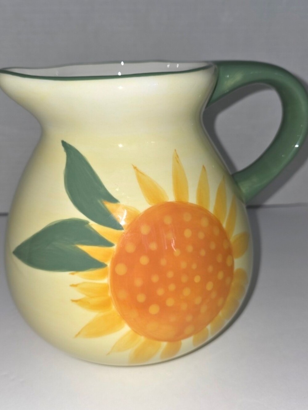 Hand-painted Ceramic Water Pitcher Vase Centerpiece Sunflower Decor TAG